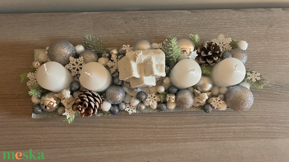 Ezüst elegancia - karácsony - adventi díszek - adventi asztaldísz - Meska.hu