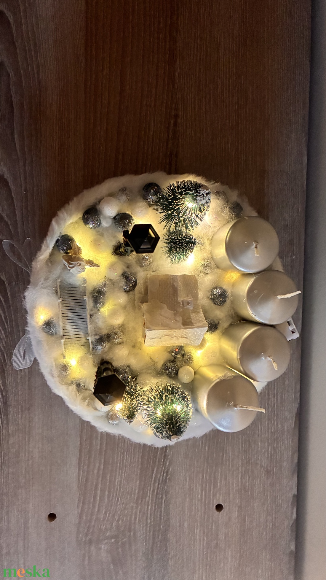 Ezüst fenyves  - karácsony - adventi díszek - adventi asztaldísz - Meska.hu