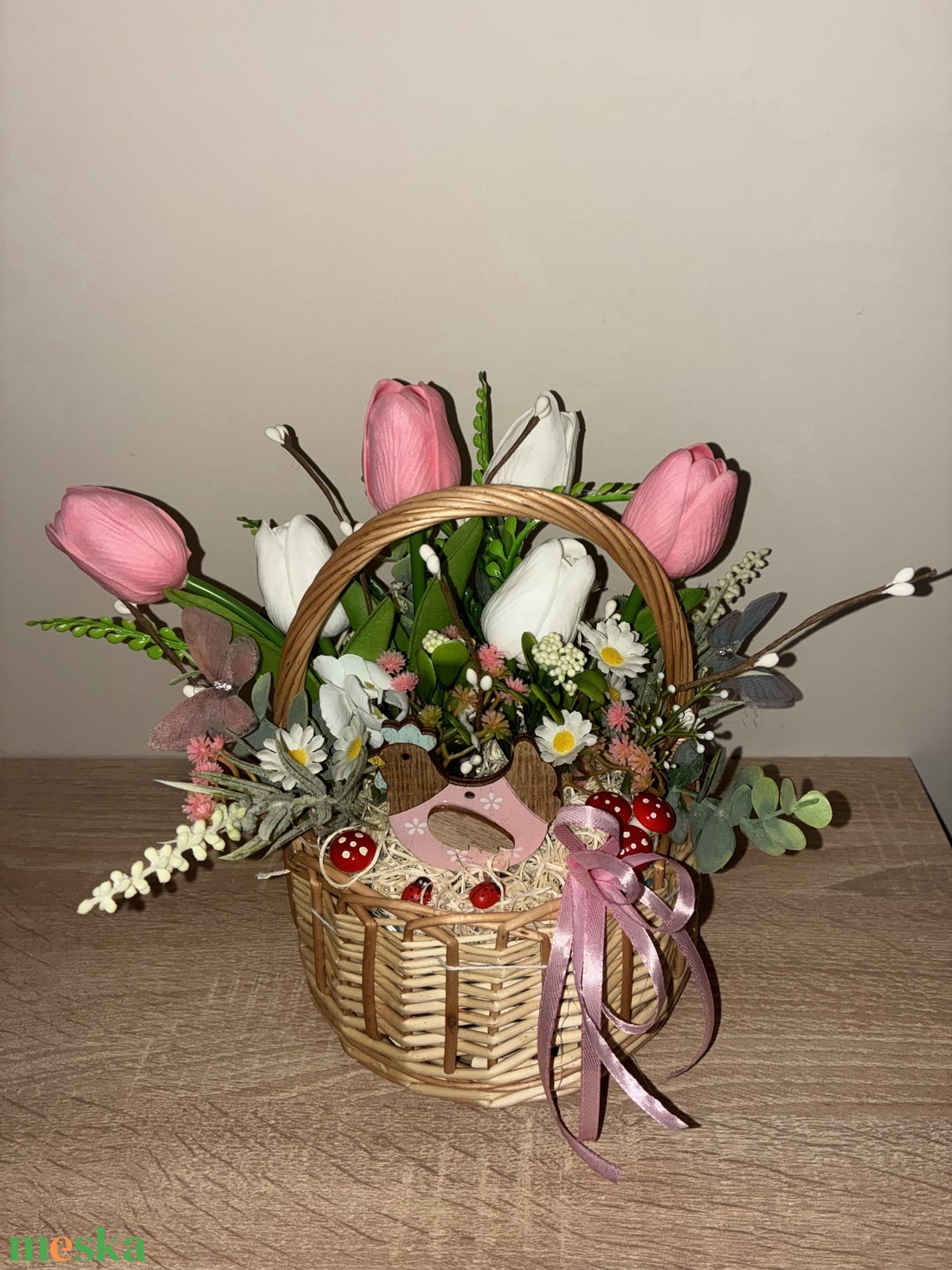 Tavaszi kosárka  - otthon & életmód - dekoráció - asztal és polc dekoráció - asztaldísz - Meska.hu
