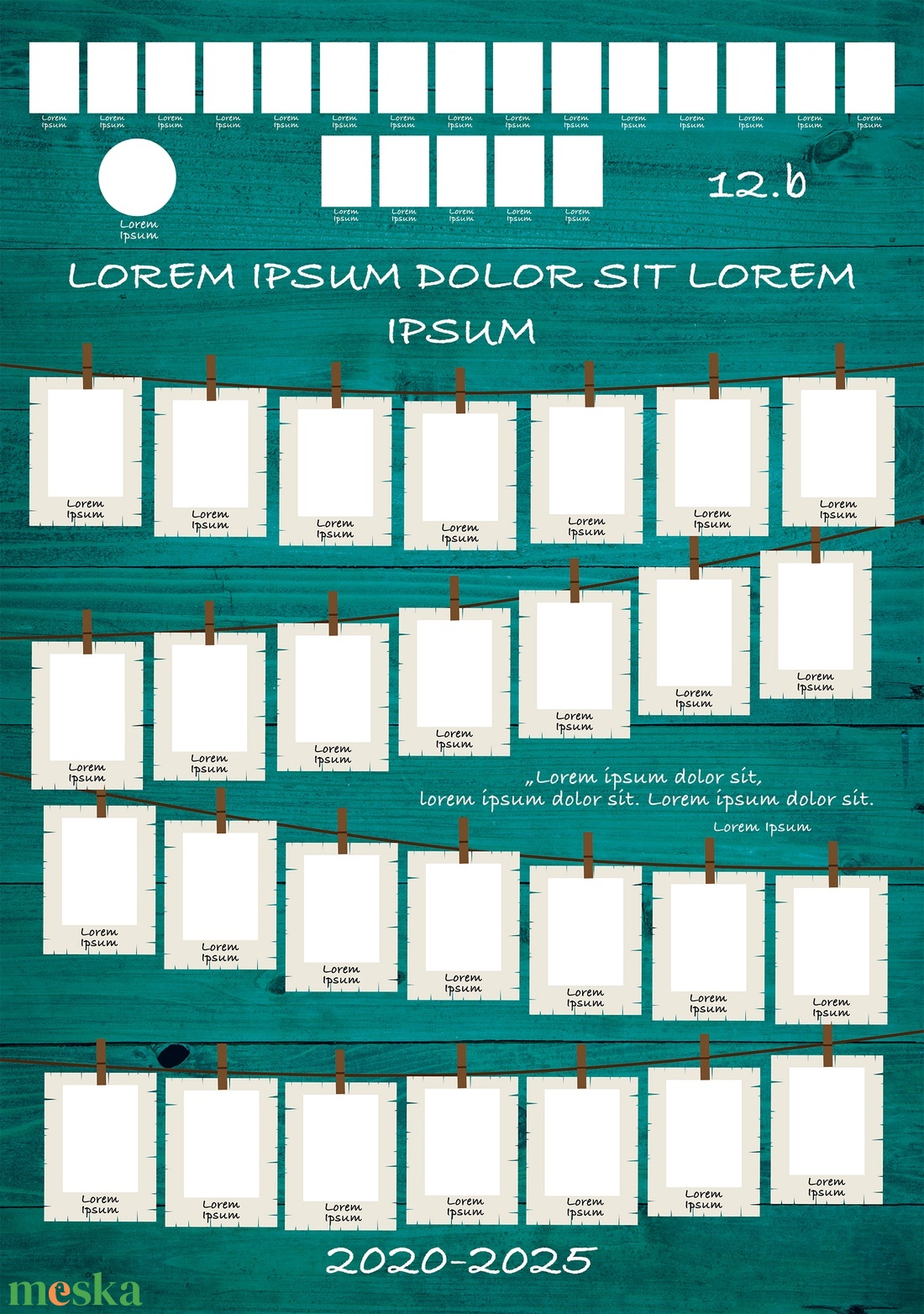 Vintage türkiz deszka hátteres ballagási tabló sablon 70x100cm (.psd/.psb fájl, CMYK, 300dpi, 0,5cm kifutó) - művészet - grafika & illusztráció - digitális - Meska.hu