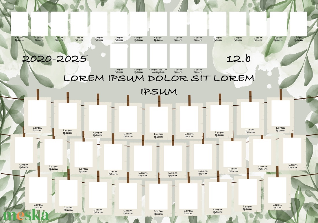 Vintage greenery hátteres ballagási tabló sablon 70x100cm (.psd/.psb fájl, CMYK, 300dpi, 0,5cm kifutó) - művészet - grafika & illusztráció - digitális - Meska.hu