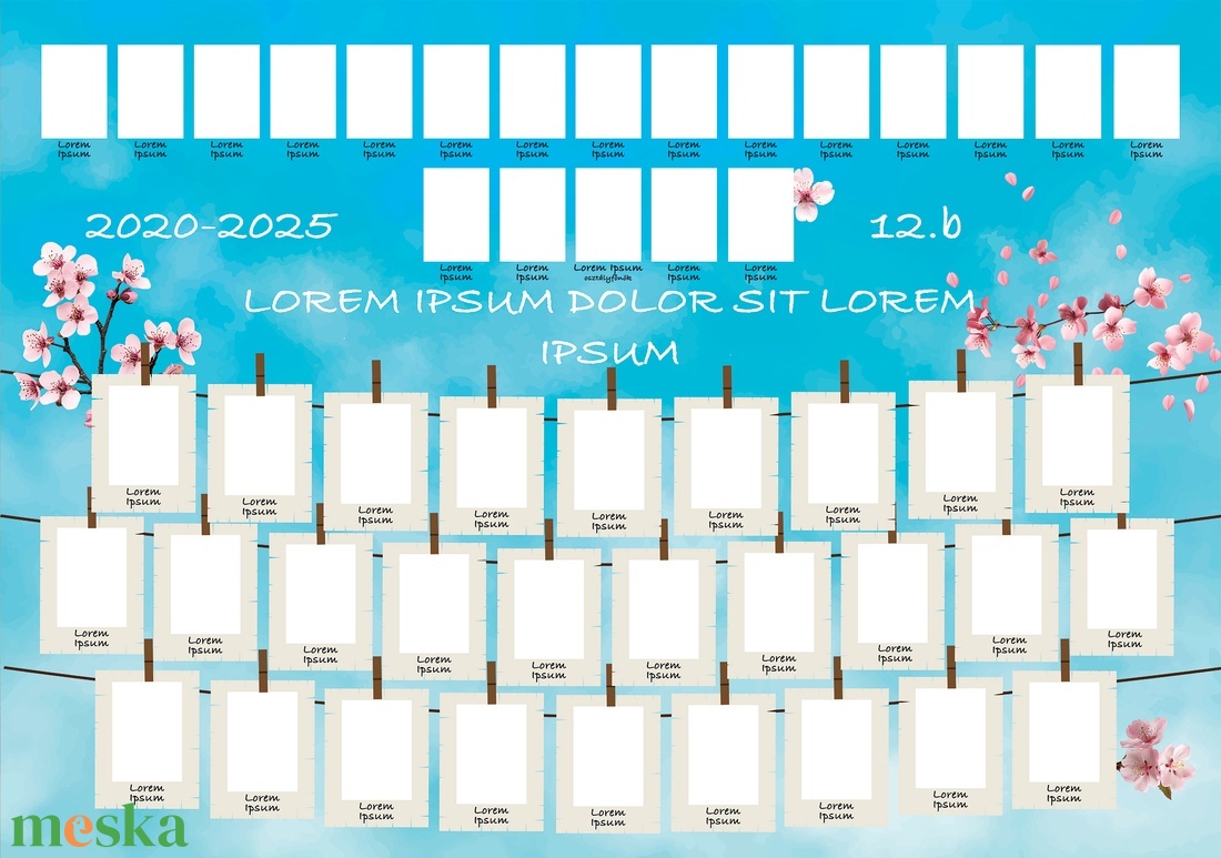 Sakura hátteres ballagási tabló sablon 70x100cm (.psd/.psb fájl, CMYK, 300dpi, 0,5cm kifutó) - művészet - grafika & illusztráció - digitális - Meska.hu