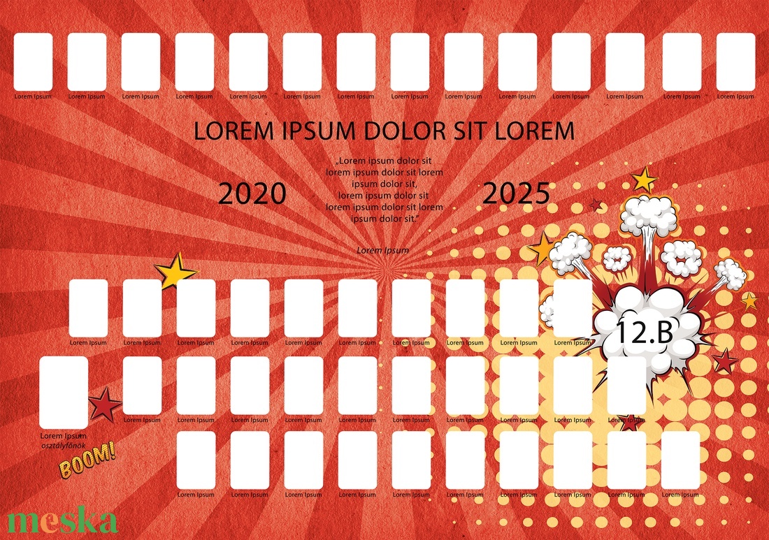Képregény stílusú ballagási tabló sablon 70x100cm (.psd/.psb fájl, CMYK, 300dpi, 0,5cm kifutó) - művészet - grafika & illusztráció - digitális - Meska.hu