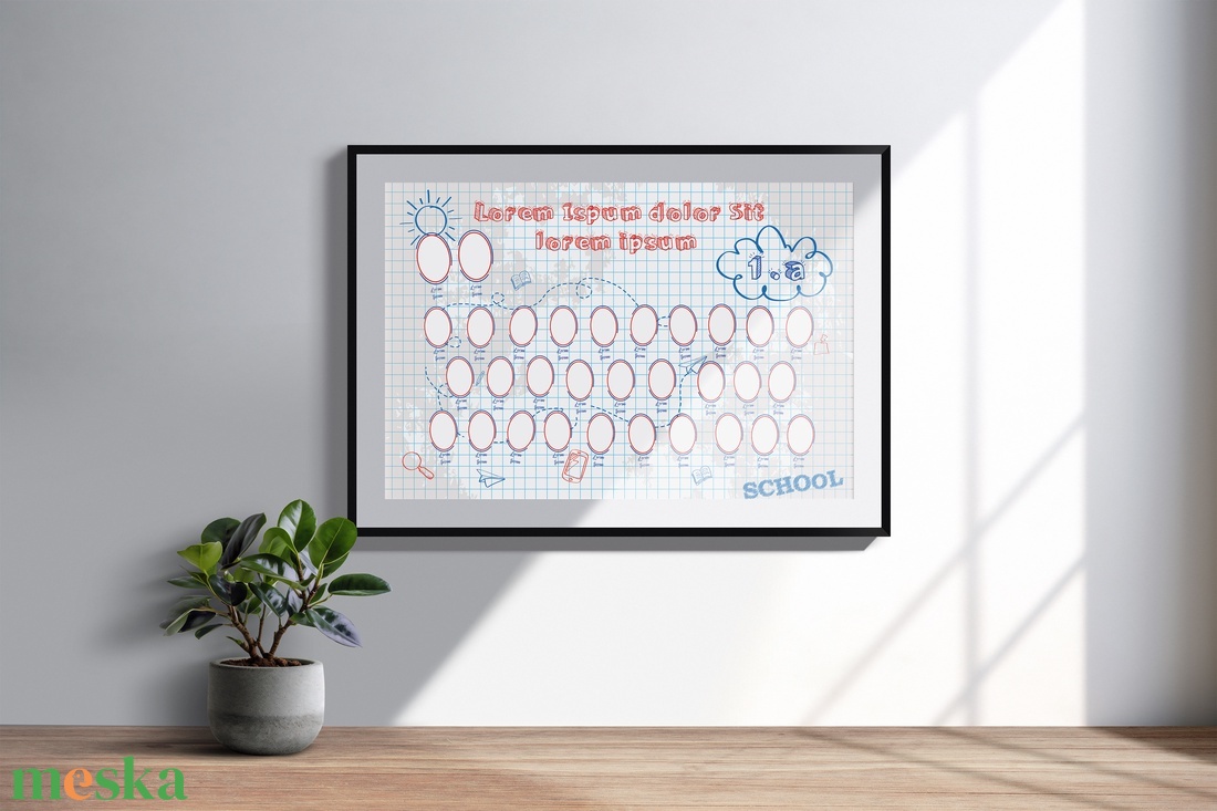 Kockás sulis hátteres ballagási tabló sablon 70x100cm (.psd/.psb fájl, CMYK, 300dpi, 0,5cm kifutó) - művészet - grafika & illusztráció - digitális - Meska.hu