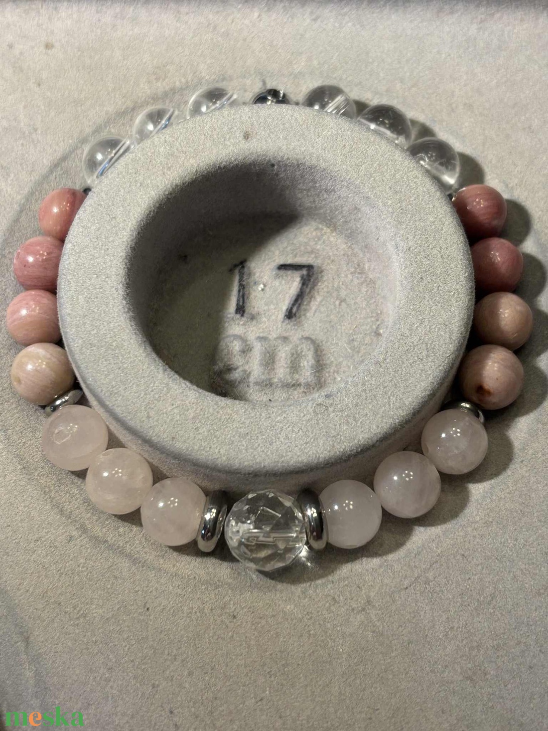 Varázs-Rózsakvarc, heyikristály, thulit ásványkarkötő - ékszer - karkötő - ásványkarkötő - Meska.hu