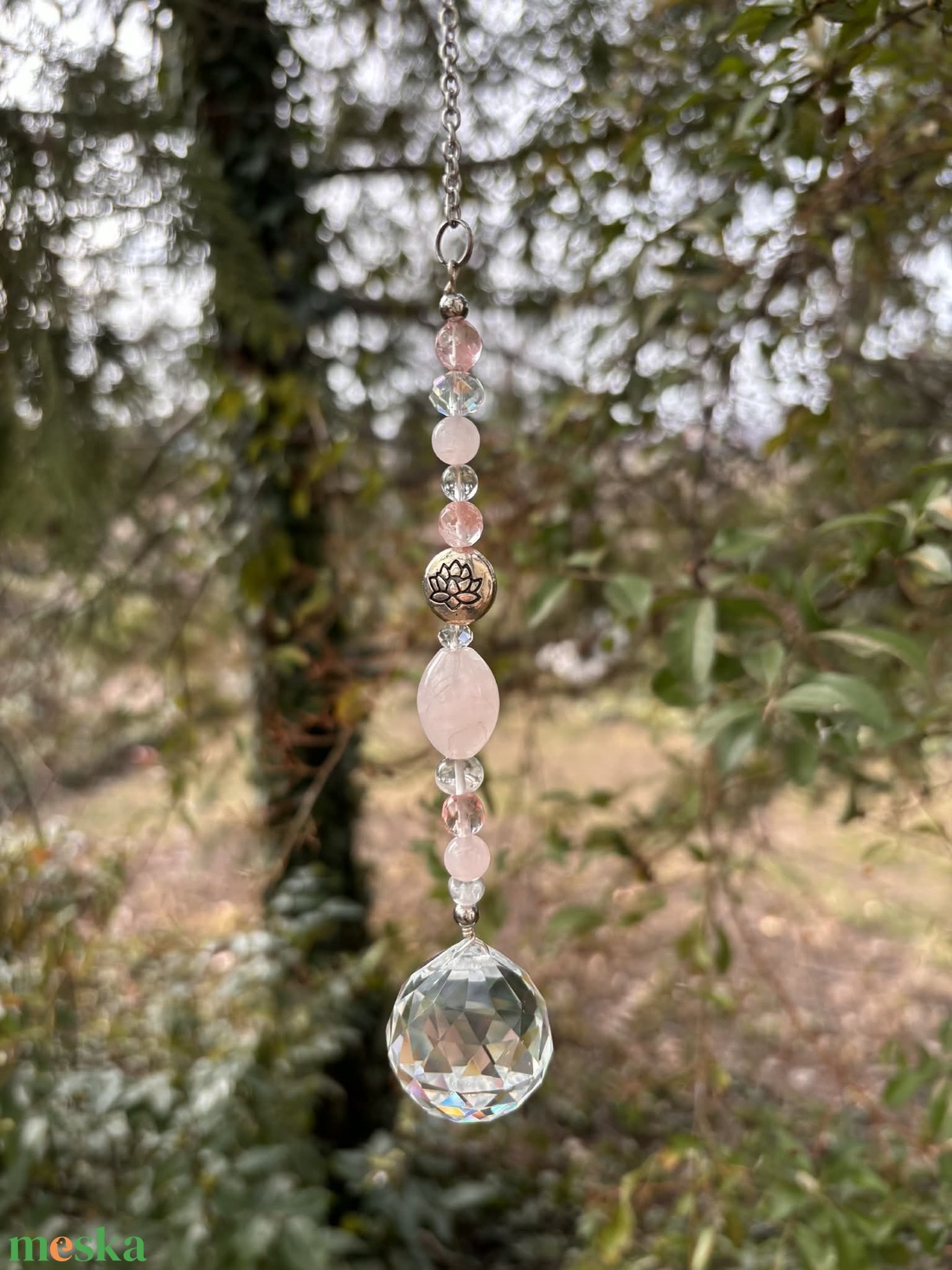 Napfogó rózsakvarc, hegyikristály és dinnyekvarc ásványokból - otthon & életmód - dekoráció - ajtó- és ablak dekoráció - ablakdísz - Meska.hu