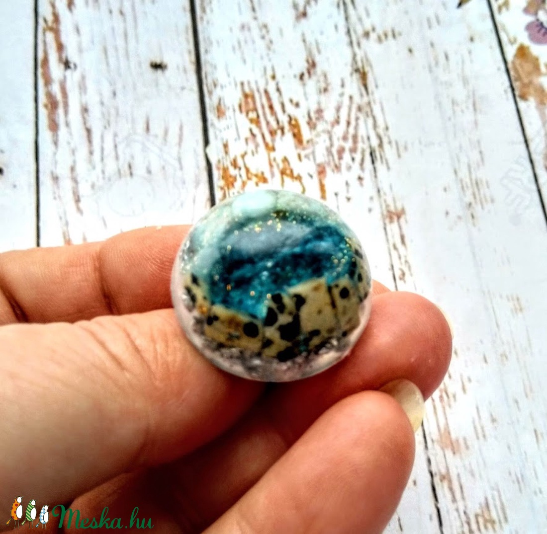 ORGONIT szem regeneráló kék turmalin, apatit, dalmata jáspis, hegyi kristály ásvány és gyanta gyűrű - ékszer - gyűrű - statement gyűrű - Meska.hu
