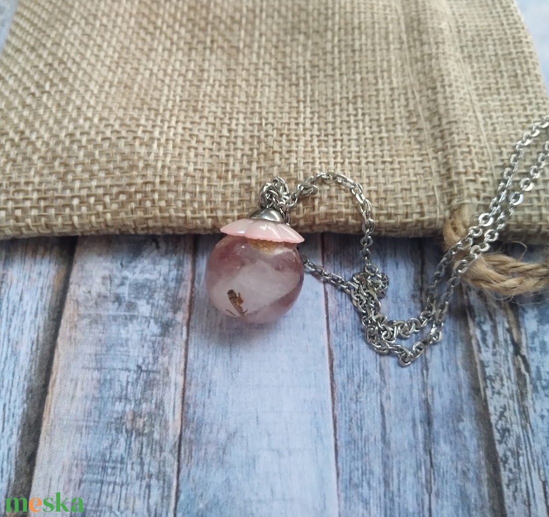 ORGONIT gyógyító koncentráció cseresznyekvarc és hegyikristály ásvány, réz reszelék, nemesacél nyaklánc - ékszer - nyaklánc - medálos nyaklánc - Meska.hu