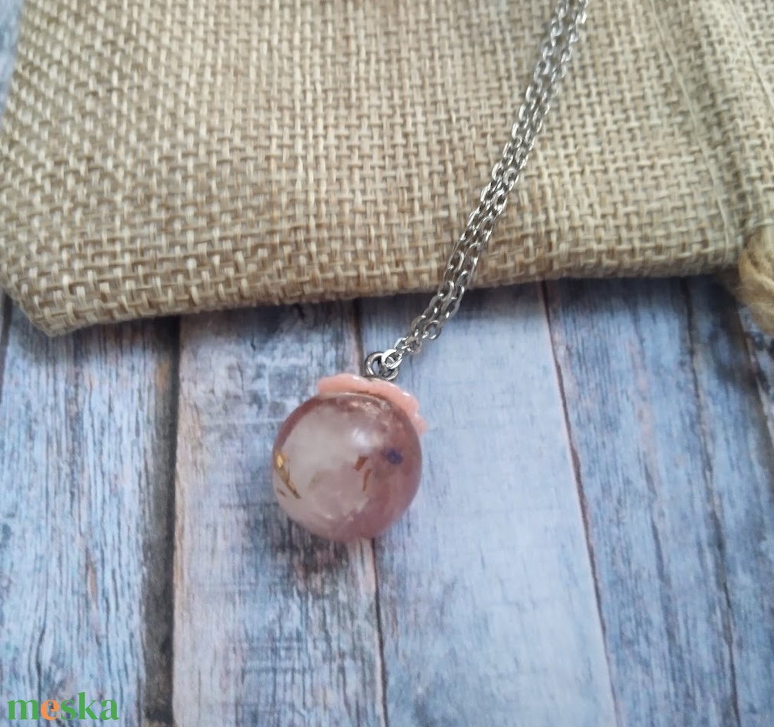 ORGONIT gyógyító koncentráció cseresznyekvarc és hegyikristály ásvány, réz reszelék, nemesacél nyaklánc - ékszer - nyaklánc - medálos nyaklánc - Meska.hu