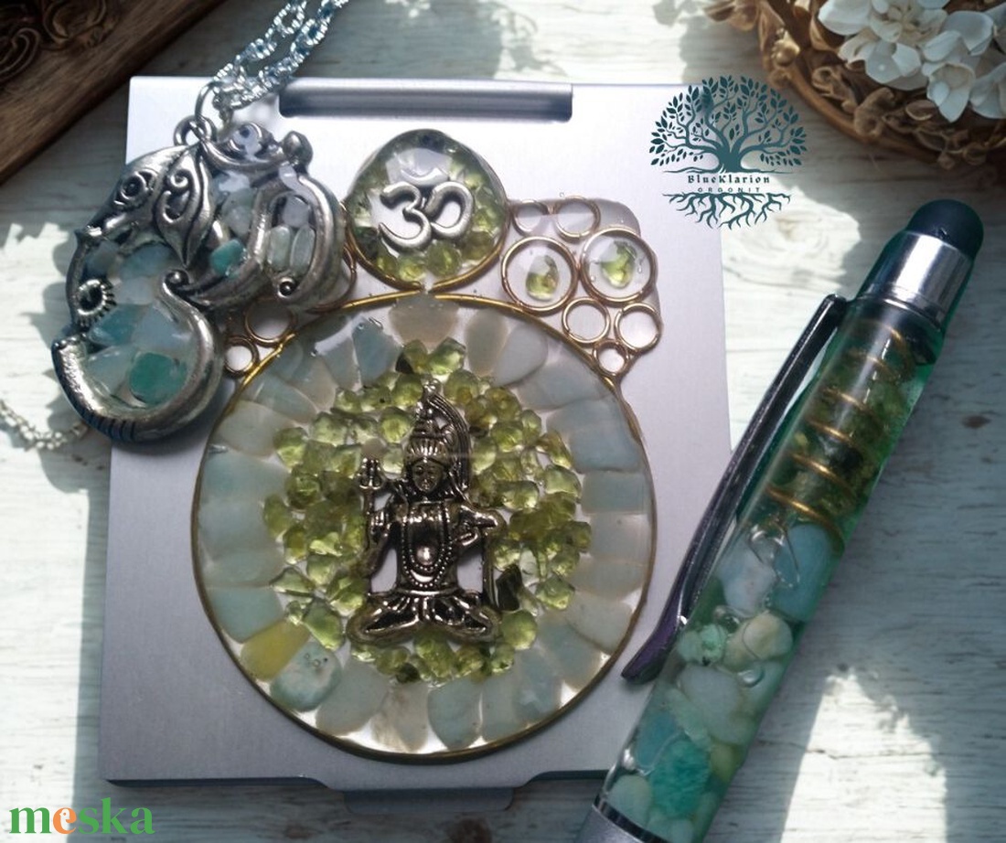 Orgonit tükör, nyaklánc, golyóstoll szett - otthon & életmód - dekoráció - spiritualitás - ásványok - Meska.hu