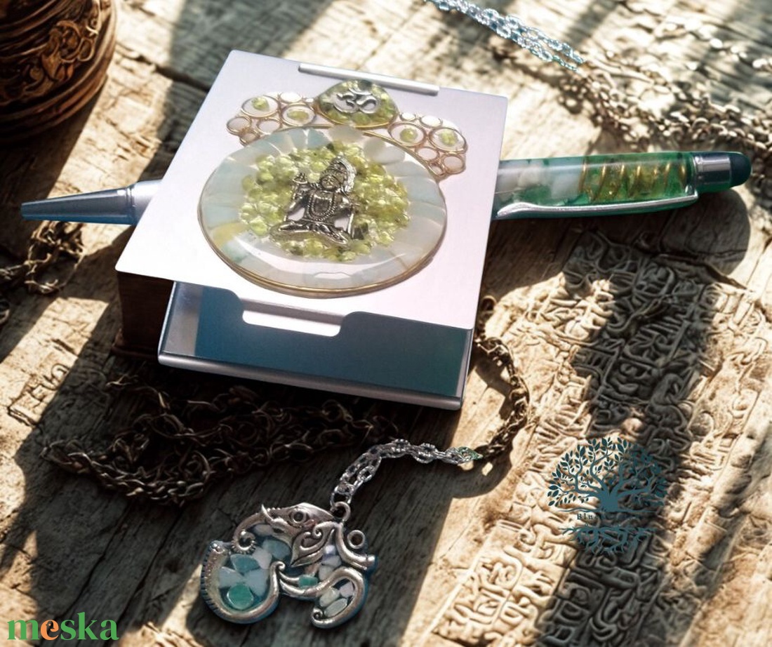 Orgonit tükör, nyaklánc, golyóstoll szett - otthon & életmód - dekoráció - spiritualitás - ásványok - Meska.hu