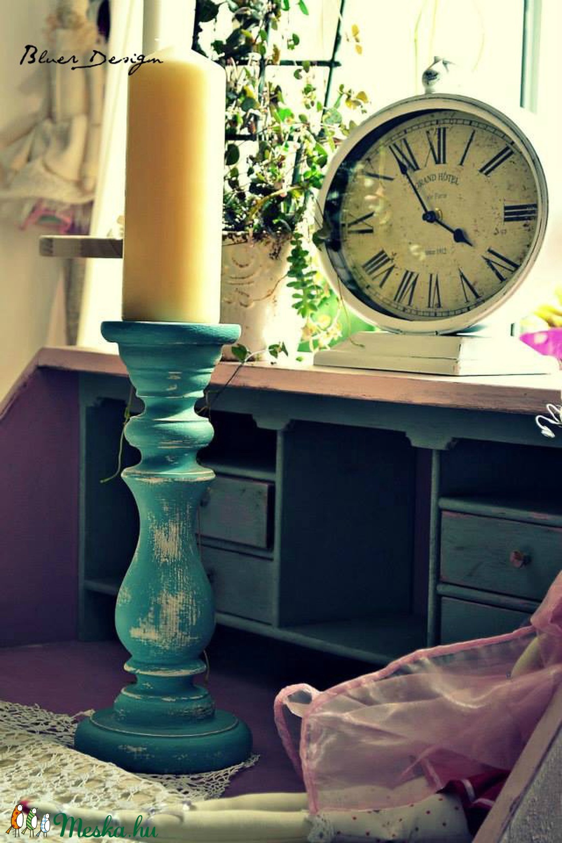 Vintage gyertyatartó shabby chic stílusban -  - Meska.hu