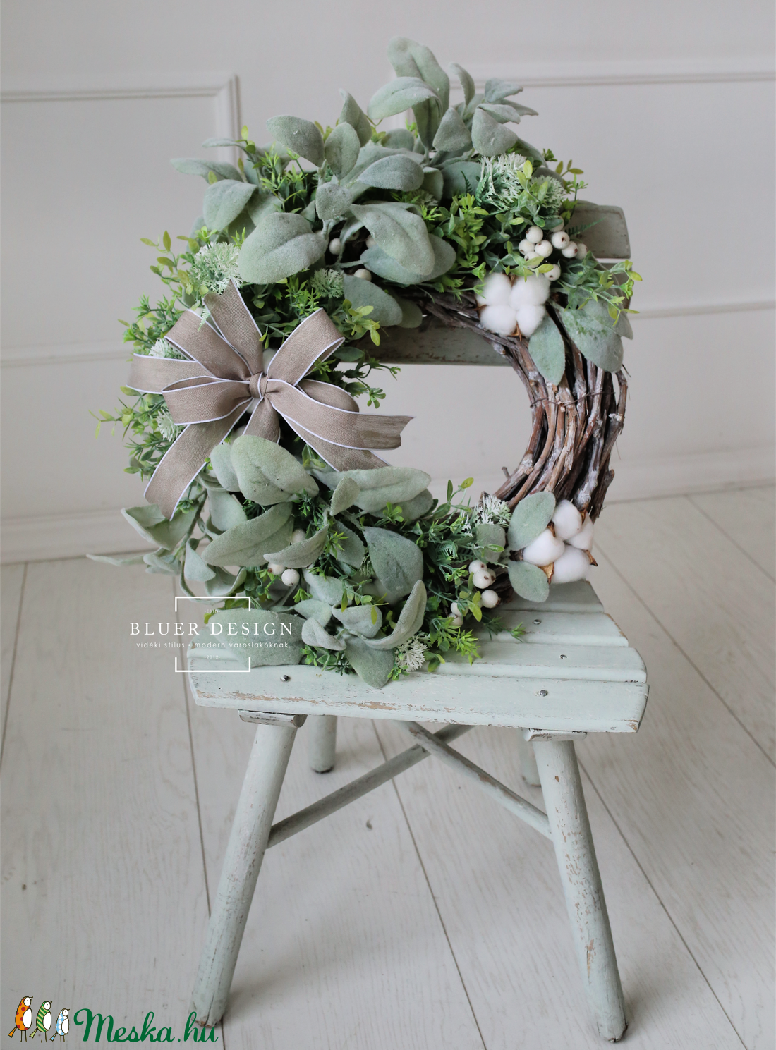 Vintage pasztell tavaszi selyemvirág kopogtató - virágkoszorú - selyemvirágos ajtódísz - otthon & életmód - dekoráció - Meska.hu