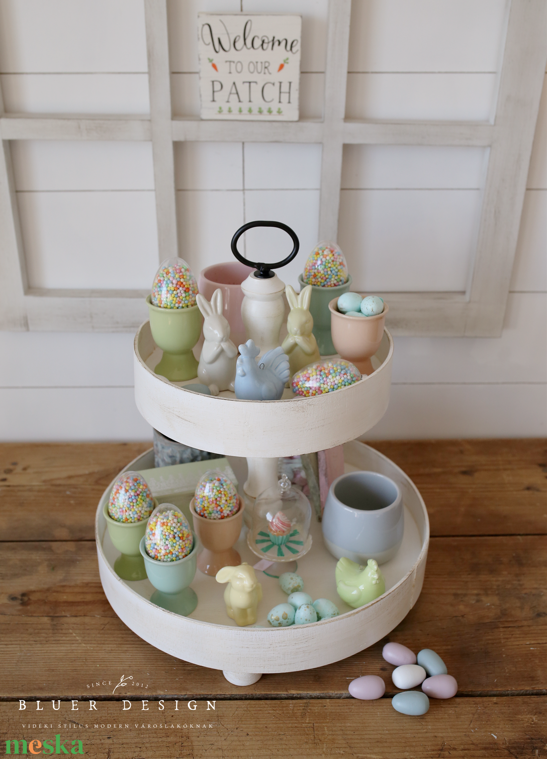 Két emeletes farmhouse vintage kínálótál - sütitartó, tortatál - otthon & életmód - konyhafelszerelés, tálalás - tálalás - kínálótál - Meska.hu