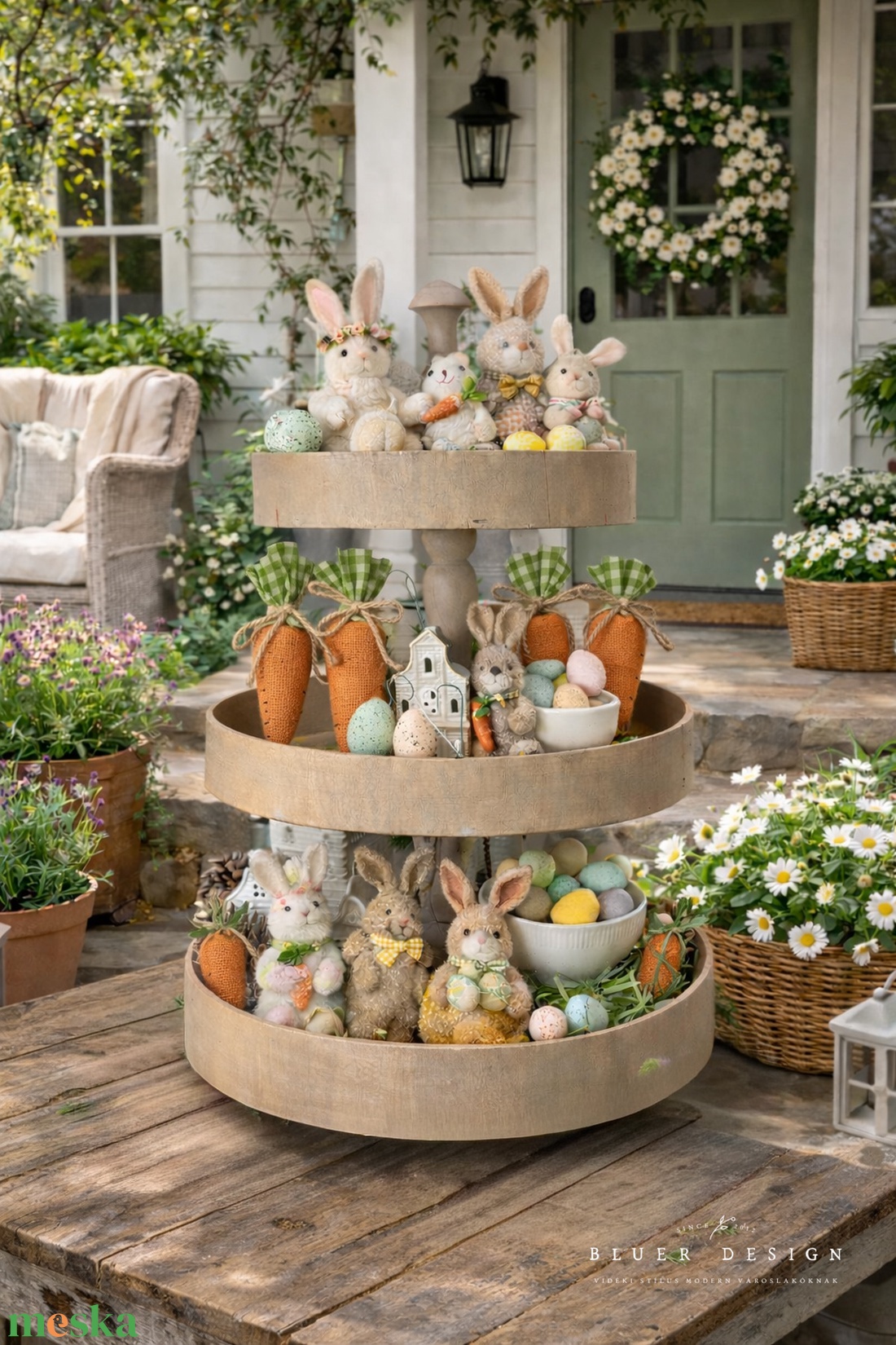 Három emeletes vintage kínálótál - farmhouse sütitartó, tortatál, tálaló  - otthon & életmód - konyhafelszerelés, tálalás - tálalás - kínálótál - Meska.hu