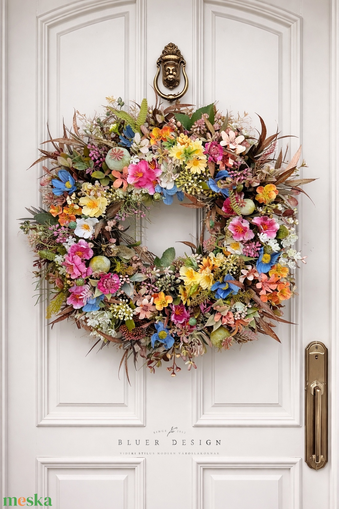 Erdő-mező szépségei - tavaszi nyári vadvirágos selyemvirágos kopogtató ajtódísz - otthon & életmód - dekoráció - ajtó- és ablak dekoráció - ajtódísz & kopogtató - Meska.hu