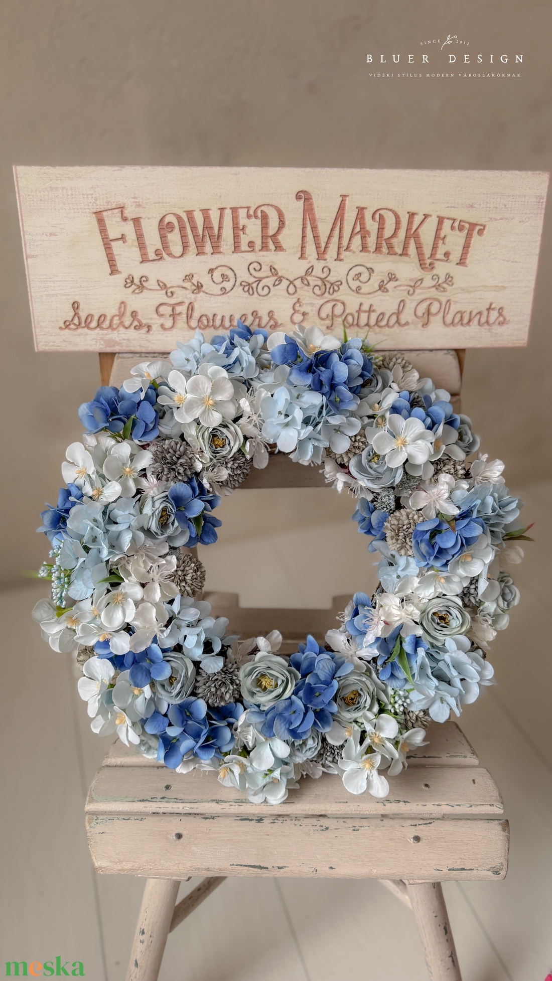 Vintage pasztell selyemvirág kopogtató - virágkoszorú - tavaszi nyári luxus selyemvirágos  - otthon & életmód - dekoráció - ajtó- és ablak dekoráció - ajtódísz & kopogtató - Meska.hu