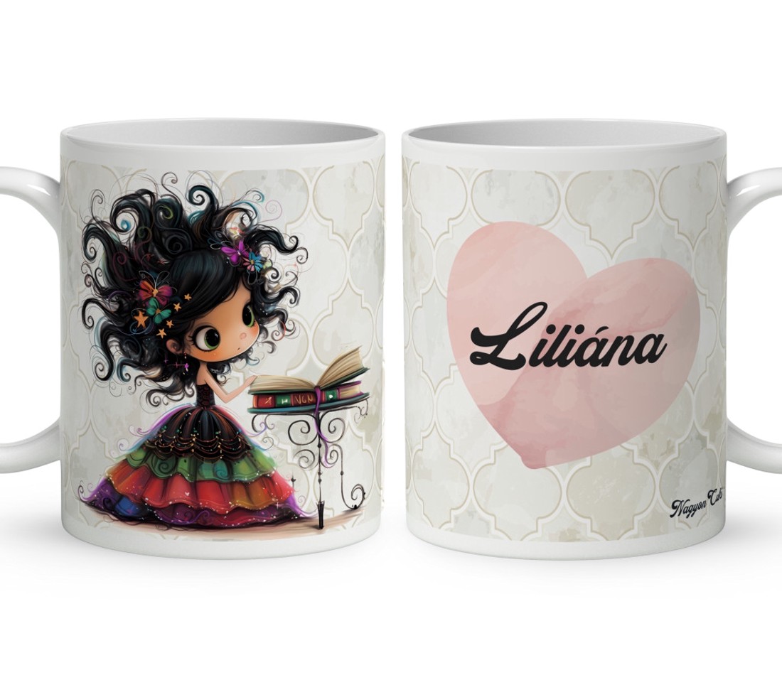 Névvel kérhető - Bájos könyv hercegnő mintás bögre - otthon & életmód - konyhafelszerelés, tálalás - tálalás - bögre & csésze - Meska.hu