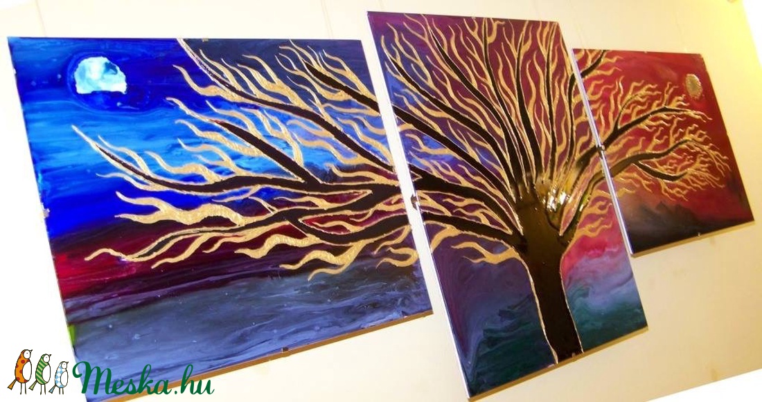 Holdtöltétől hajnalig üvegfestett kép -  - Meska.hu