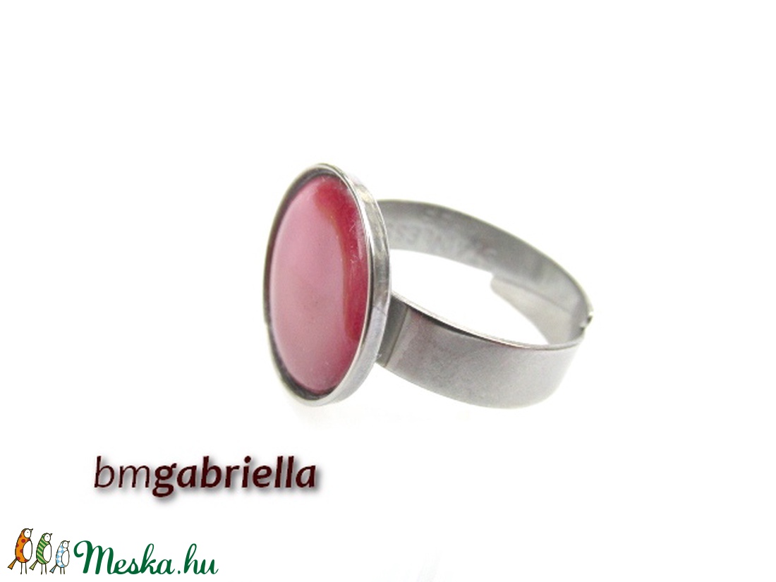 Bordó tűzzománc gyűrű -  kézműves gyűrű - állítható, modern gyűrű - orvosi fém - ékszer - gyűrű - kerek gyűrű - Meska.hu