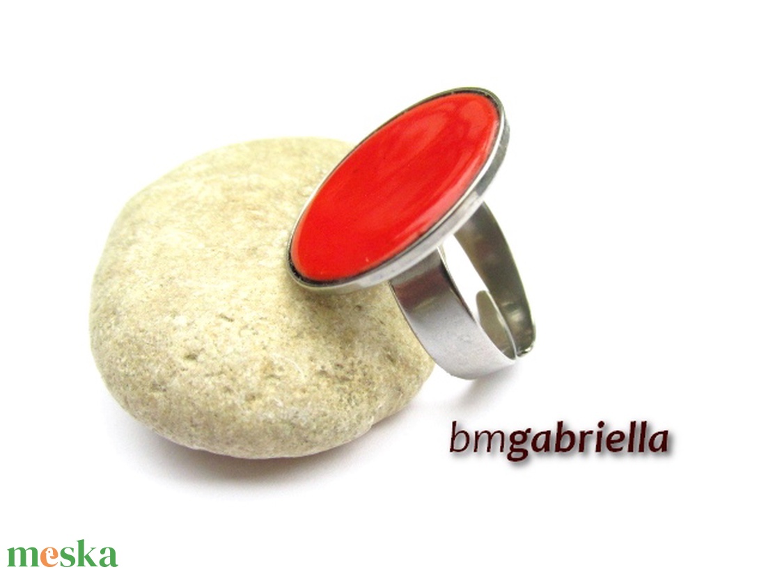 Tűzzománc gyűrű - egyedi tervezésű nemesacél kézműves gyűrű - állítható, modern gyűrű - orvosi fém - ékszer - gyűrű - kerek gyűrű - Meska.hu