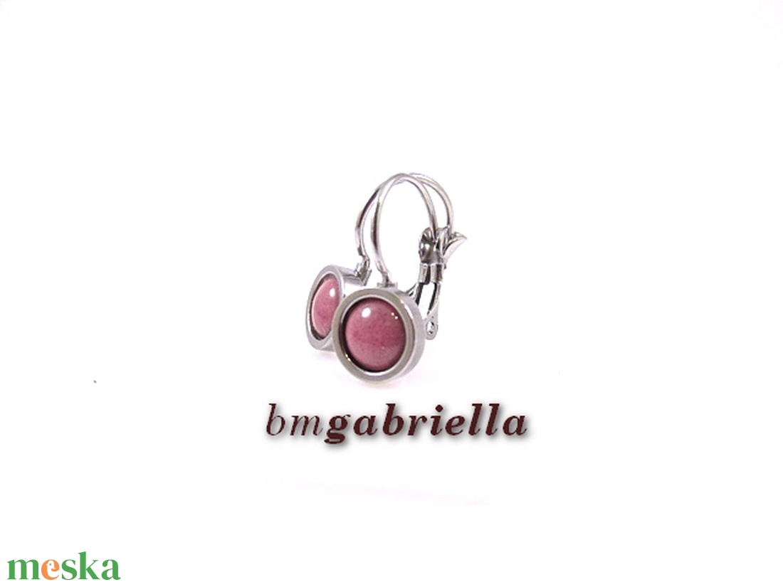Tűzzománc fülbevaló nemesacél, francia kapcsos foglalatban - rózsaszín - ékszer - fülbevaló - lógó fülbevaló - Meska.hu