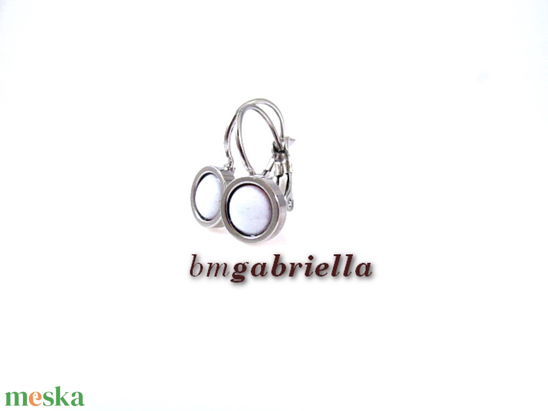 Tűzzománc fülbevaló nemesacél, francia kapcsos foglalatban - fehér - ékszer - fülbevaló - lógó fülbevaló - Meska.hu