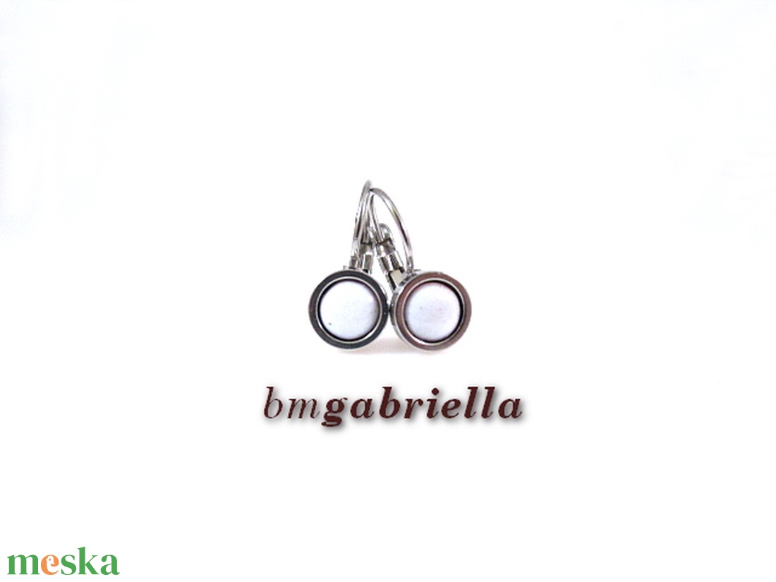 Tűzzománc fülbevaló nemesacél, francia kapcsos foglalatban - fehér - ékszer - fülbevaló - lógó fülbevaló - Meska.hu