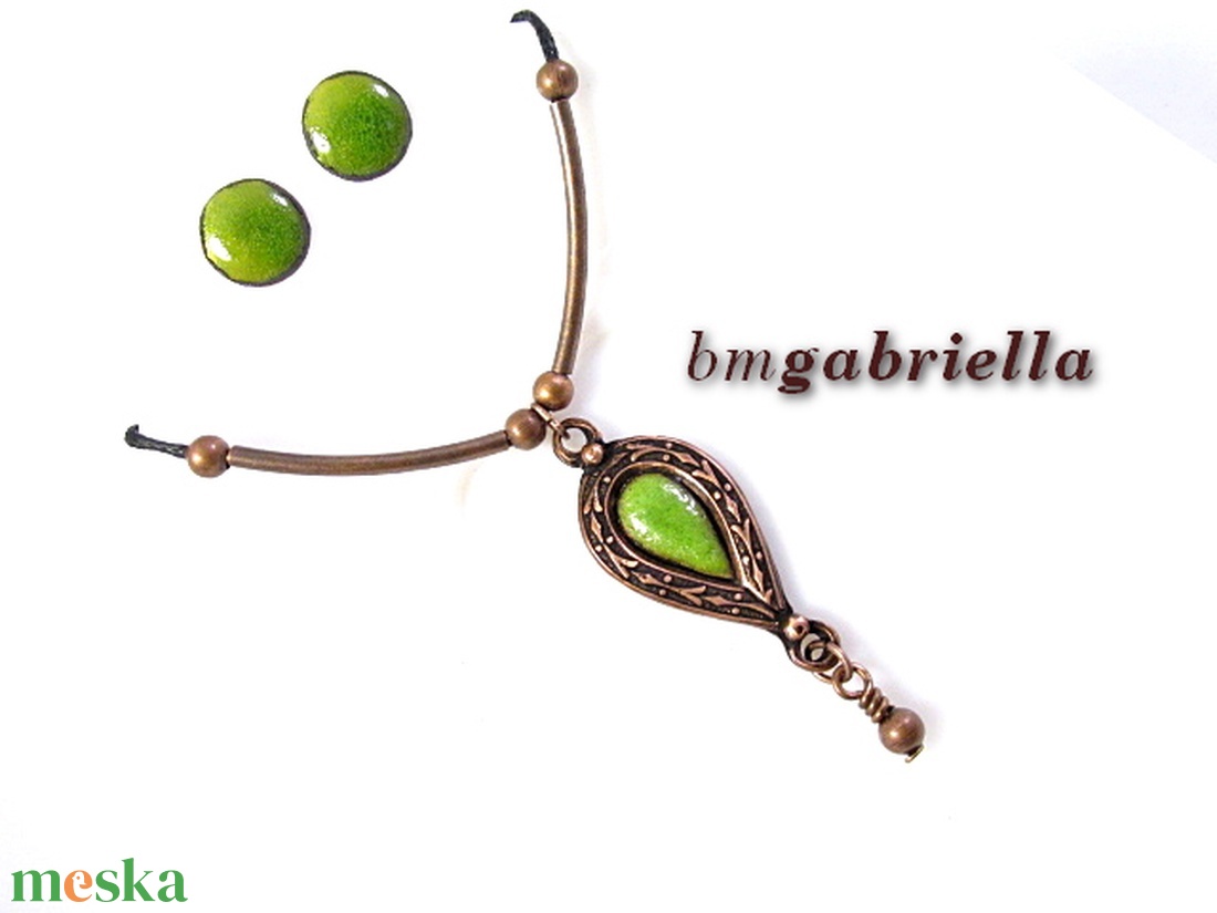 Ékszerszett - tűzzománc betétes nyaklánc és pontfülbevaló - egyedi tervezésű kézműves ékszer - ékszer - ékszerszett - Meska.hu