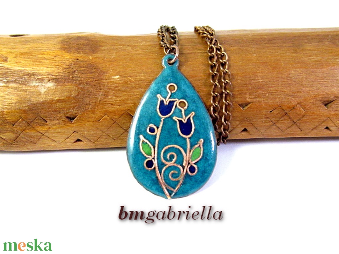 Hajló tulipános - tűzzománc nyaklánc vörösréz láncon - ékszer - nyaklánc - medálos nyaklánc - Meska.hu Hajló tulipános - tűzzománc nyaklánc vörösréz láncon - ékszer - nyaklánc - medálos nyaklánc - Meska.hu