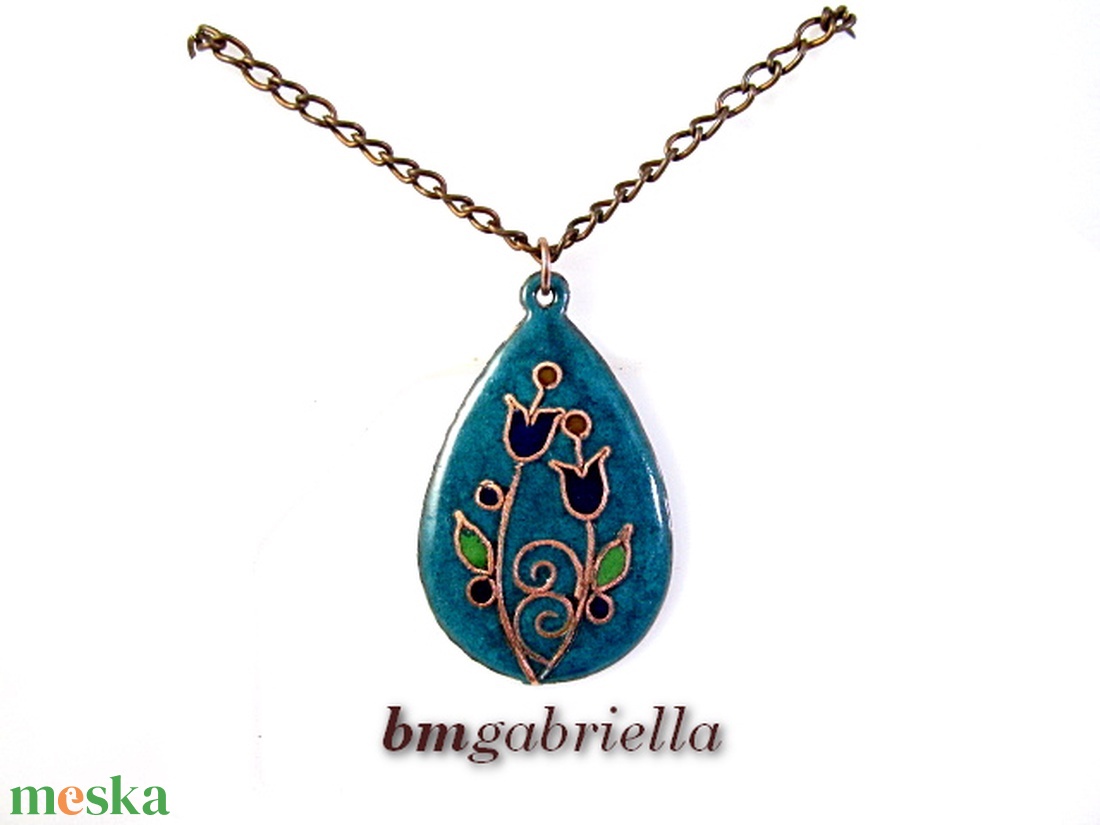 Hajló tulipános - tűzzománc nyaklánc vörösréz láncon - ékszer - nyaklánc - medálos nyaklánc - Meska.hu Hajló tulipános - tűzzománc nyaklánc vörösréz láncon - ékszer - nyaklánc - medálos nyaklánc - Meska.hu