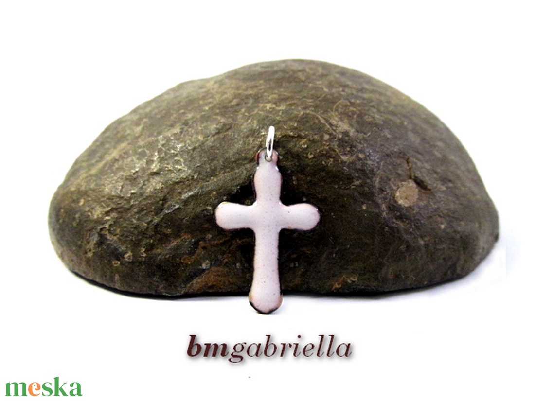 Kereszt - tűzzománc medál - fehér - ékszer - nyaklánc - medál - Meska.hu