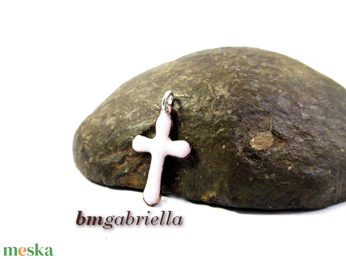 Kereszt - tűzzománc medál - fehér - ékszer - nyaklánc - medál - Meska.hu