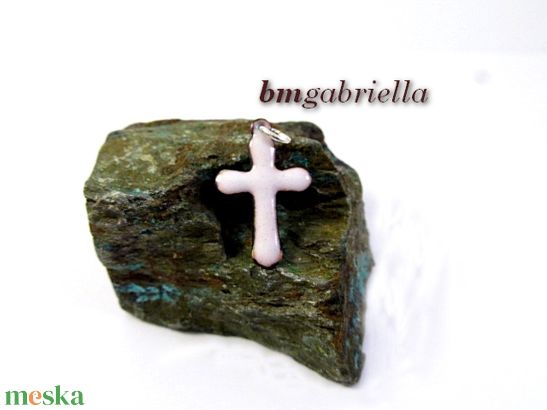 Kereszt - tűzzománc medál - fehér - ékszer - nyaklánc - medál - Meska.hu