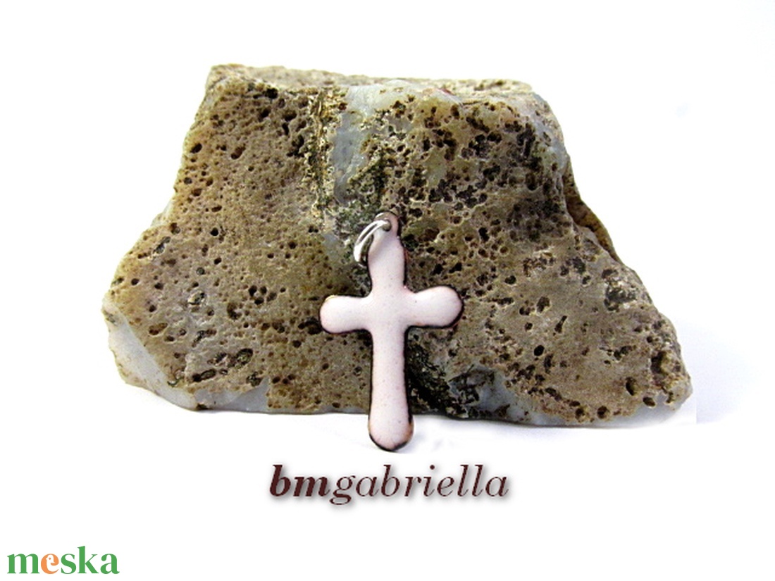 Kereszt - tűzzománc medál - fehér - ékszer - nyaklánc - medál - Meska.hu