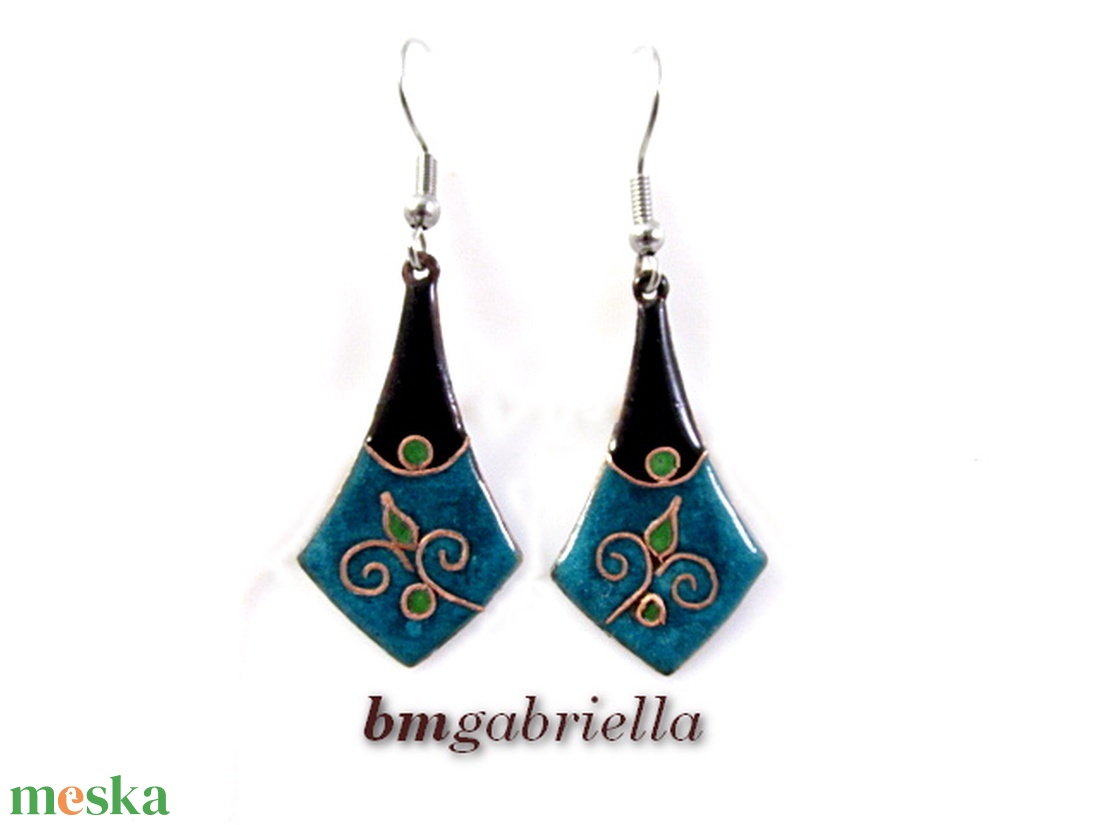 Rézhegyek virága - egyedi tűzzománc fülbevaló - ékszer - fülbevaló - lógó fülbevaló - Meska.hu