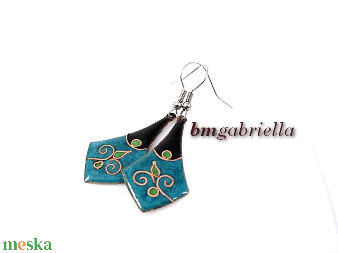 Rézhegyek virága - egyedi tűzzománc fülbevaló - ékszer - fülbevaló - lógó fülbevaló - Meska.hu