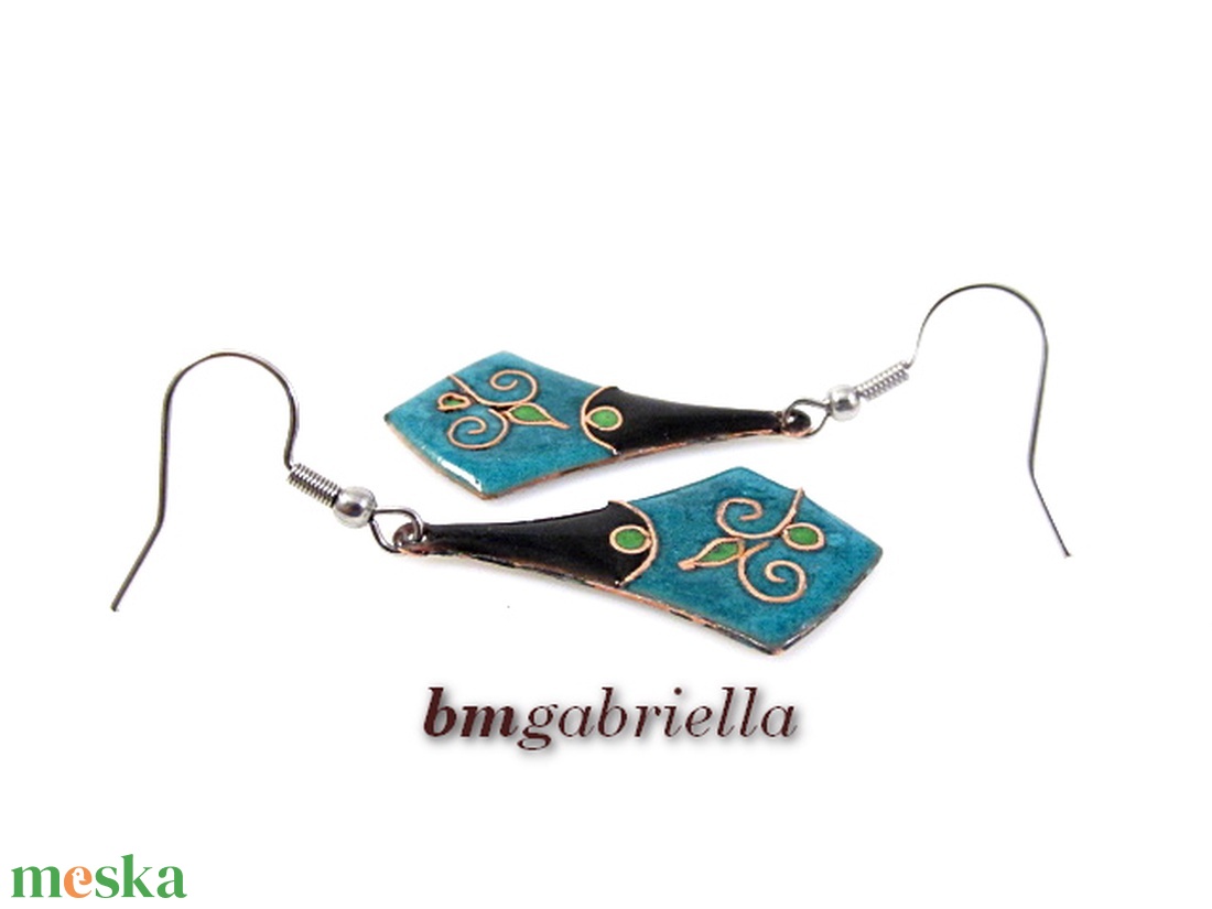 Rézhegyek virága - egyedi tűzzománc fülbevaló - ékszer - fülbevaló - lógó fülbevaló - Meska.hu