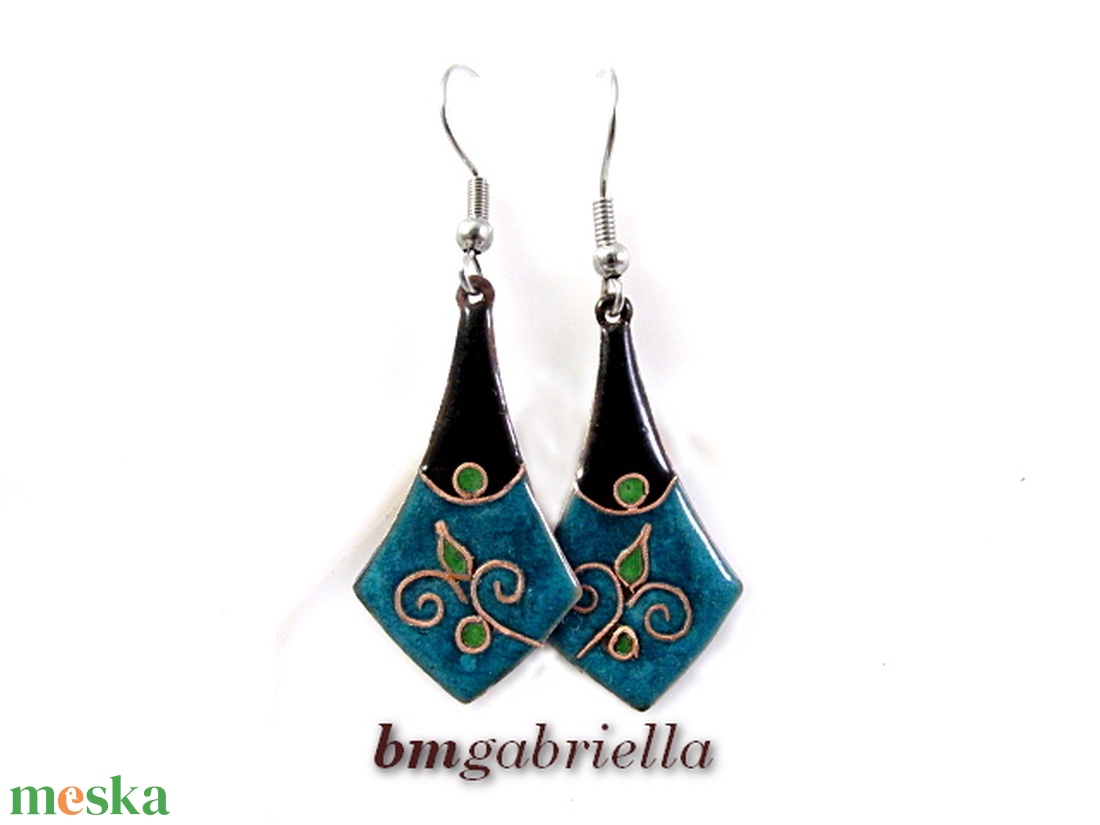 Rézhegyek virága - egyedi tűzzománc fülbevaló - ékszer - fülbevaló - lógó fülbevaló - Meska.hu