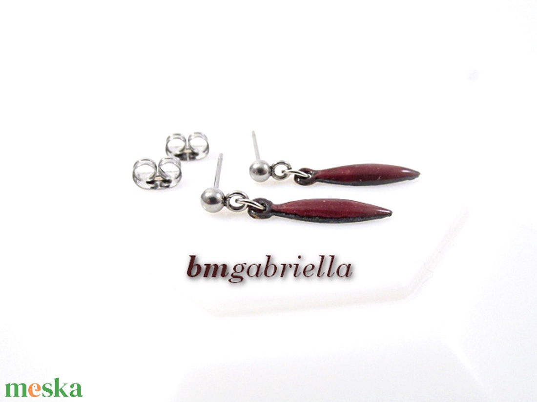 Hosszú csepp - tűzzománc bedugós fülbevaló - gránátvörös - ékszer - fülbevaló - lógó csepp fülbevaló - Meska.hu