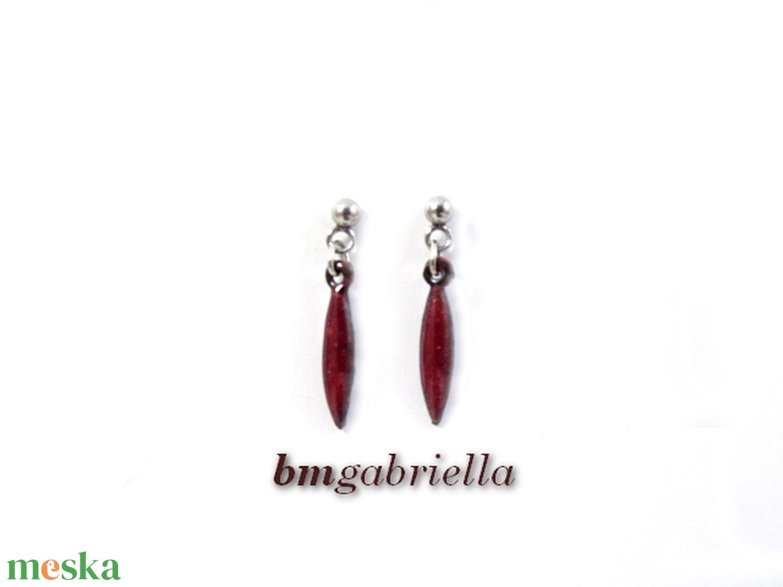 Hosszú csepp - tűzzománc bedugós fülbevaló - gránátvörös - ékszer - fülbevaló - lógó csepp fülbevaló - Meska.hu
