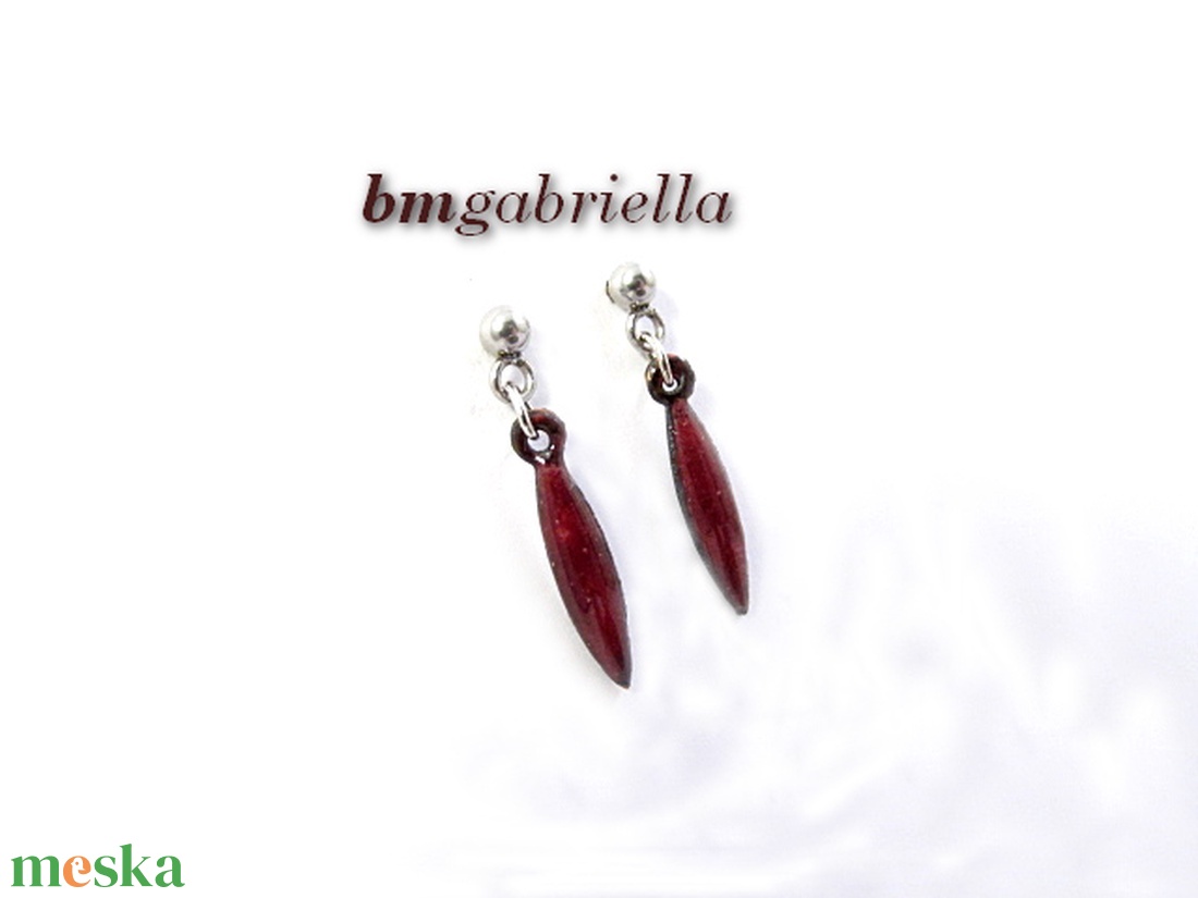 Hosszú csepp - tűzzománc bedugós fülbevaló - gránátvörös - ékszer - fülbevaló - lógó csepp fülbevaló - Meska.hu