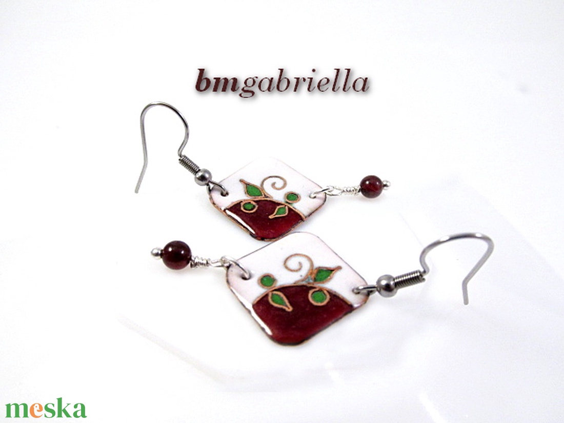 Ünnep - tűzzománc fülbevaló orvosi fém akasztón - ékszer - fülbevaló - lógó fülbevaló - Meska.hu