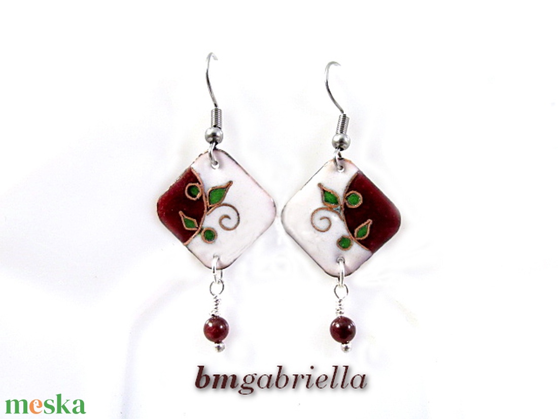 Ünnep - tűzzománc fülbevaló orvosi fém akasztón - ékszer - fülbevaló - lógó fülbevaló - Meska.hu