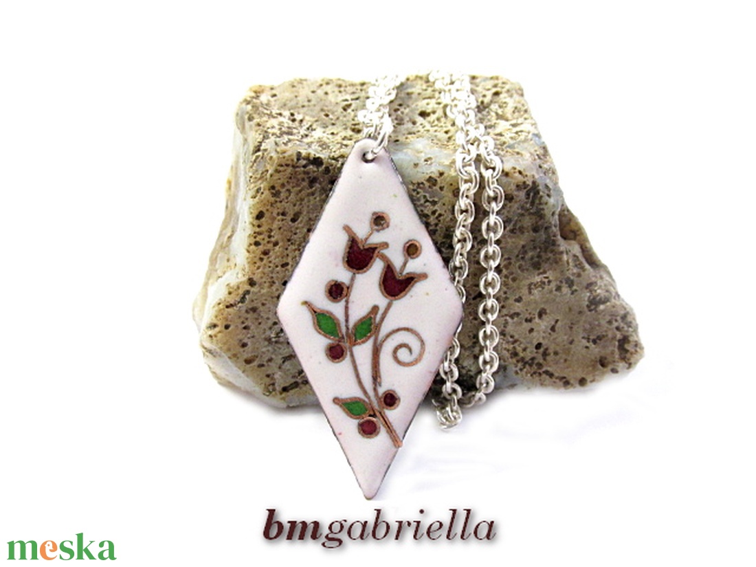 Páros tulipános - tűzzománc nyaklánc - ékszer - nyaklánc - medálos nyaklánc - Meska.hu