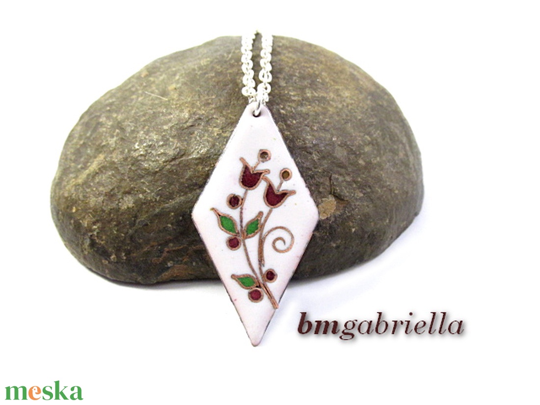 Páros tulipános - tűzzománc nyaklánc - ékszer - nyaklánc - medálos nyaklánc - Meska.hu