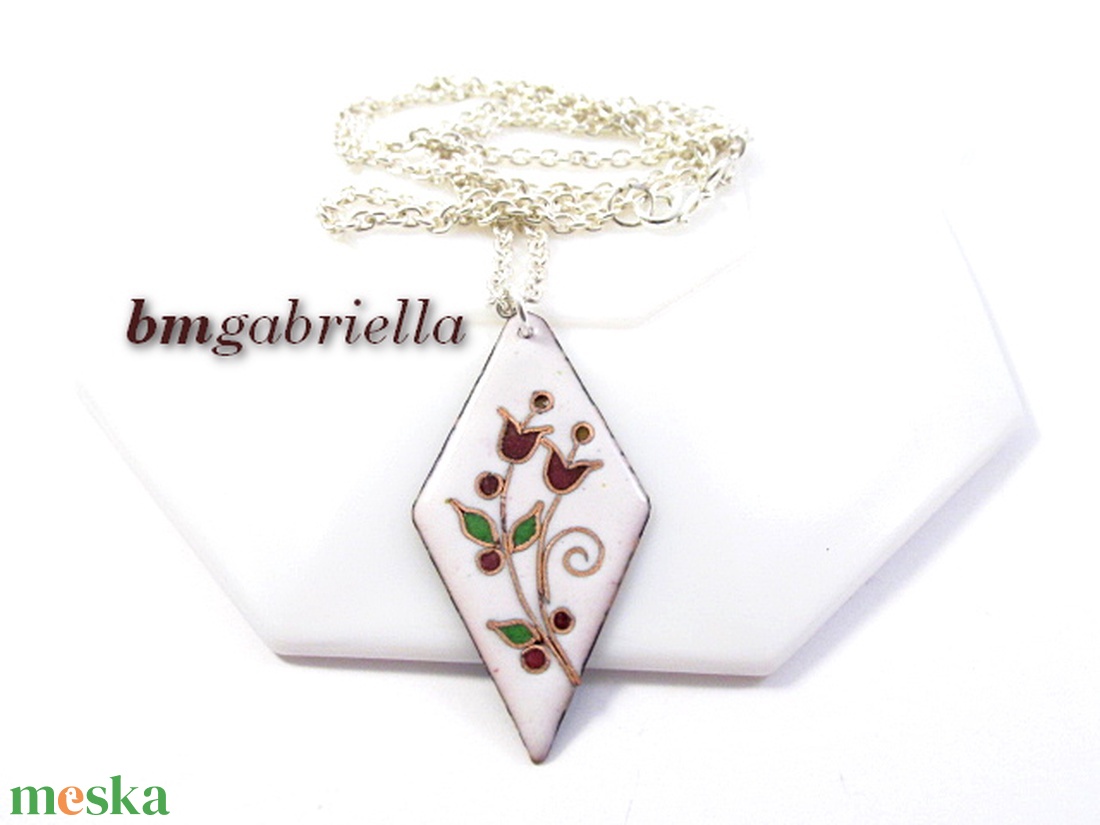 Páros tulipános - tűzzománc nyaklánc - ékszer - nyaklánc - medálos nyaklánc - Meska.hu