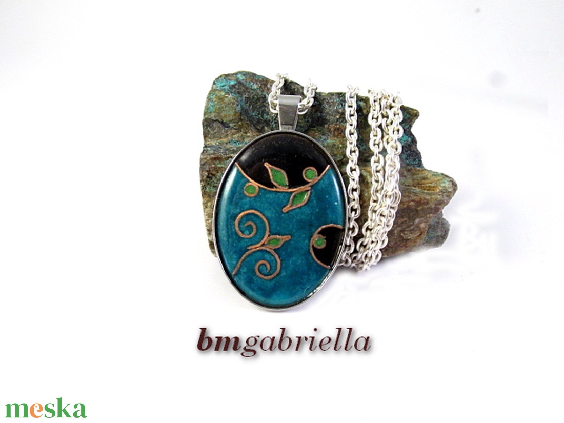 Egyedi tervezésű tűzzománc medál nemesacél foglalatban  - ékszer - nyaklánc - medálos nyaklánc - Meska.hu