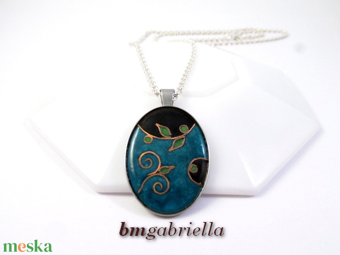 Egyedi tervezésű tűzzománc medál nemesacél foglalatban  - ékszer - nyaklánc - medálos nyaklánc - Meska.hu