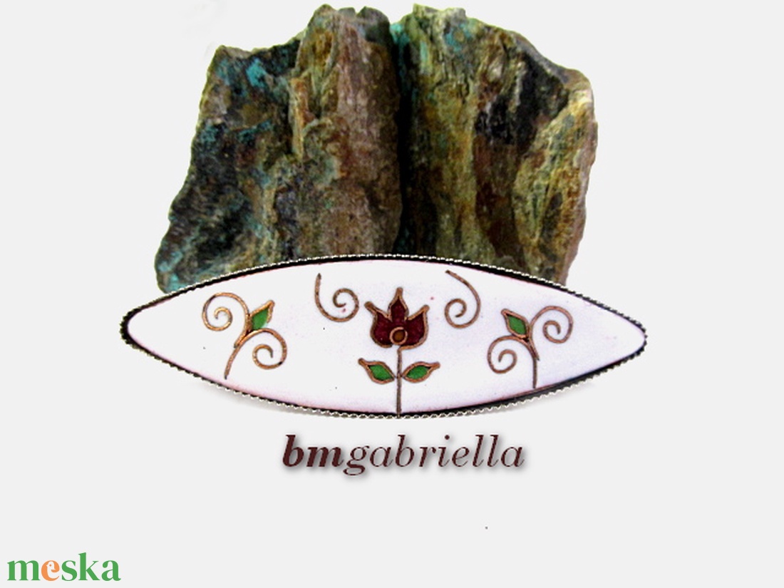 Tűzzománc hajcsat - egyedi tulipános kézműves hajcsat - ruha & divat - hajdísz & hajcsat - hajcsat & hajtű - Meska.hu